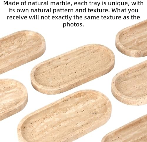 Natural Marble Tray Oval, Travertine, 10 x 5 x 0.6
