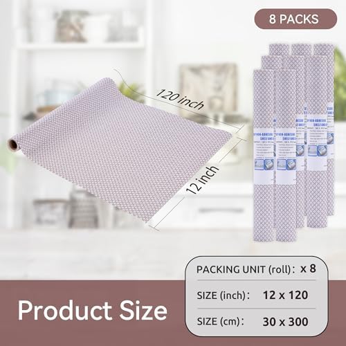 FIFTY FEET 12"x120" Non-Adhesive Shelf Liner for Kitchen Cabinets and Drawers, Washable Non-Slip PVC Cabinet Liner (Red Circle)(8 Roll)