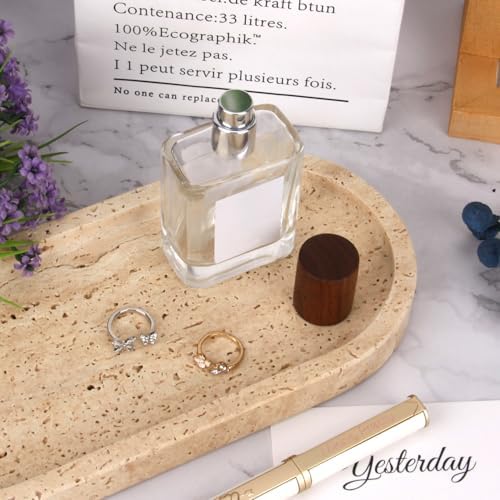 Natural Marble Tray Oval, Travertine, 10 x 5 x 0.6