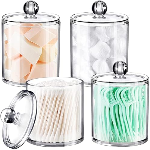 SheeChung Farmhouse Decor Apothecary Jar Set,Mason Jar Bathroom Vanity Storage Organizer Canister Qtip Holder Makeup Organizer for Cotton Balls,Swabs,Pads,Bath Salts (10PCS,Black&Clear)