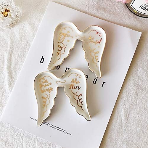 Stephanie Imports Angel Wing-Shaped with Brave Wings She Flies Ceramic Trinket Plate and Decorative Jewelry Dish