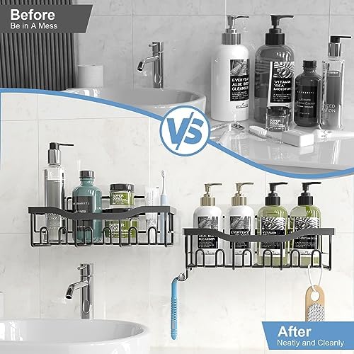 Shower Caddy 6 Pack Shelves - Self Adhesive Bathroom Organizer, Drill-Free & Quick-Dry, Rustproof Stainless Steel Shower Shelf