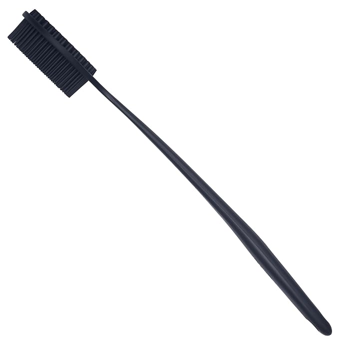 DNC Back Scrubber for Shower Soft Silicone Bath Body Brush with Long Handle (Black)