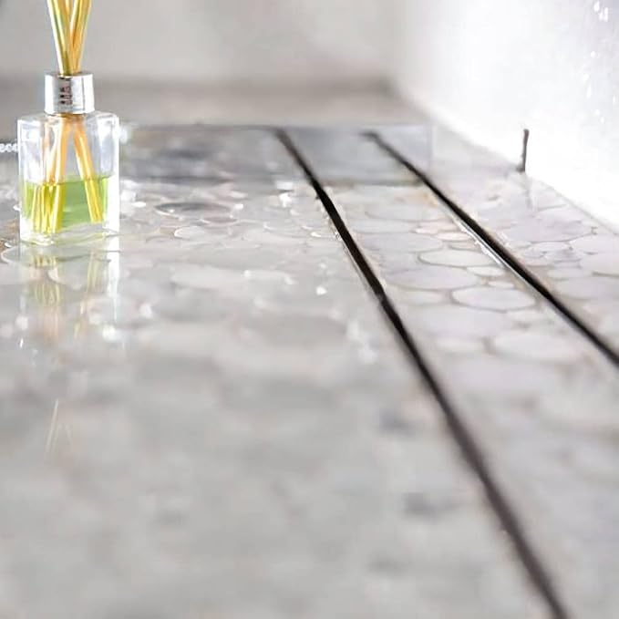 Shower Drain, 2 in 1 Linear Shower Drain 24 Inch(Brushed Nickel), 304 Stainless Steel Shower Floor Drain with Tile Insert Grate,Adjustable Feet,Hair Filter