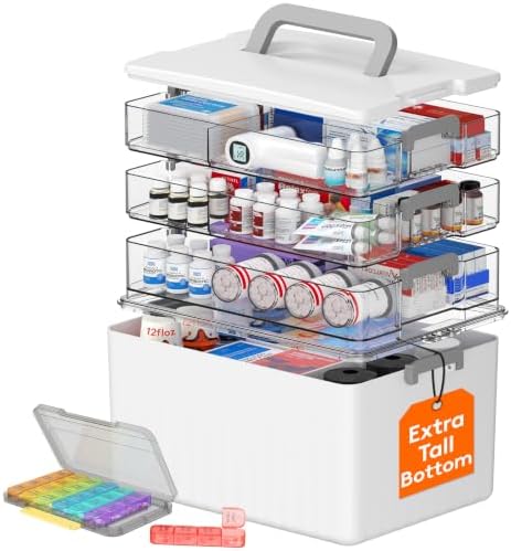 Lifewit 4-Tier Extra-Tall Medicine Cabinet Organizer with Handle& Pill Case