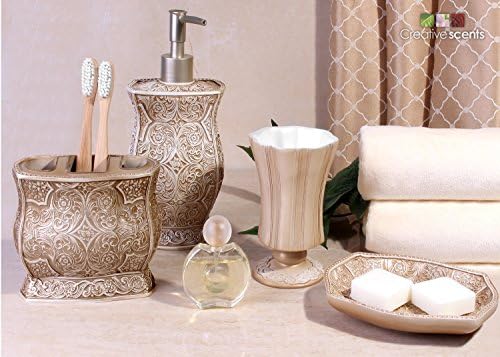 Creative Scents Victoria Bar Soap Dish for Bathroom, Beige Bar Soap Holder