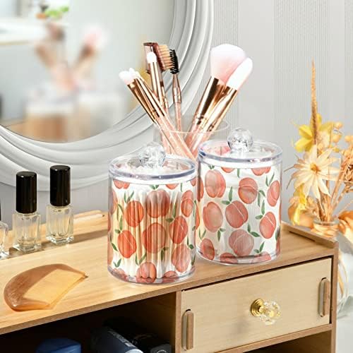 DOMIKING 4 Pack Acrylic Organizer for Cotton Balls, Swabs, Rounds - Clear Plastic Vanity Canisters - Cotton Ball Holder Dispenser - Bathroom Storage Essentials