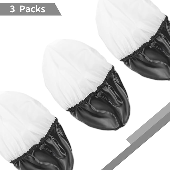 Auban Shower Cap for Women, Adjustable Reusable, Extra Large, Double-Layer Waterproof Bathing Cap, Waterproof Exterior, EVA Lining, Hair Cap for All Hair Lengths, 3 Balck Set