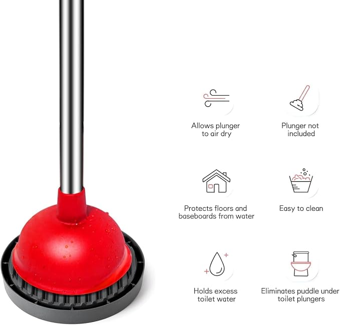 Plunger Tray Plunger Mat,Anti-Slip Drip Holder for Bathroom Kitchen Storage | Universal Toilet Plunger Holder Drip Tray,Air Drying Mat for Plungers Wicks Water,Dries Quickly.Protects Floors from Stains