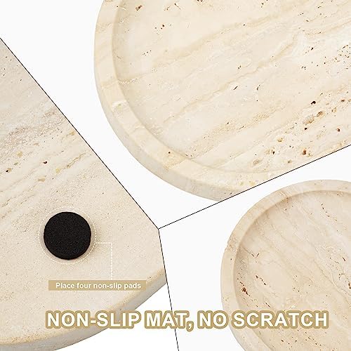 Koville Italian Travertine Tray, 12"x6" Vanity Decorative Marble Tray for Countertop, Catchall Tray for Perfume, Candles, Jewelry Dish Tray