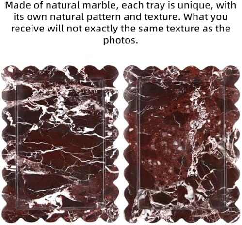 Scalloped Marble Decorative Tray, Rosso Lepanto, 10.8 * 8