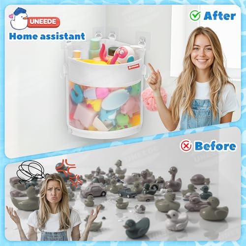 UNEEDE 3.5 Gallons Corner Mounted Versatile Bath Toy Organizer