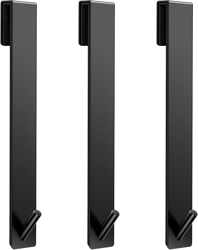 Kontoyo Shower Door Hooks(10 Inch),Extended Over Door Hooks for Bathroom Frameless Glass Shower Door,Stainless Steel Towel Hooks,Heavy Duty Rack Hooks for Robe,Towel-3 Pack-Black
