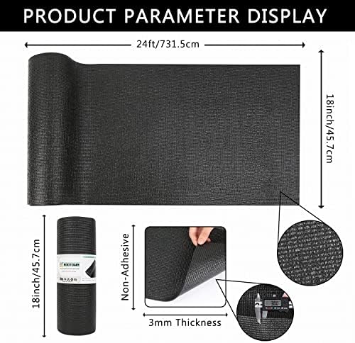 Foam Toolbox Liner Drawer Liner, Non-Slip Shelf Liners 18" W x 288" L Black