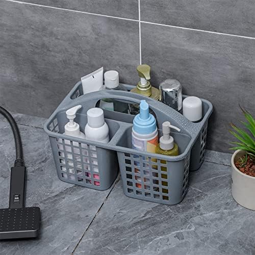 Portable Shower Caddy Basket Plastic Storage Basket with Compartments Grey