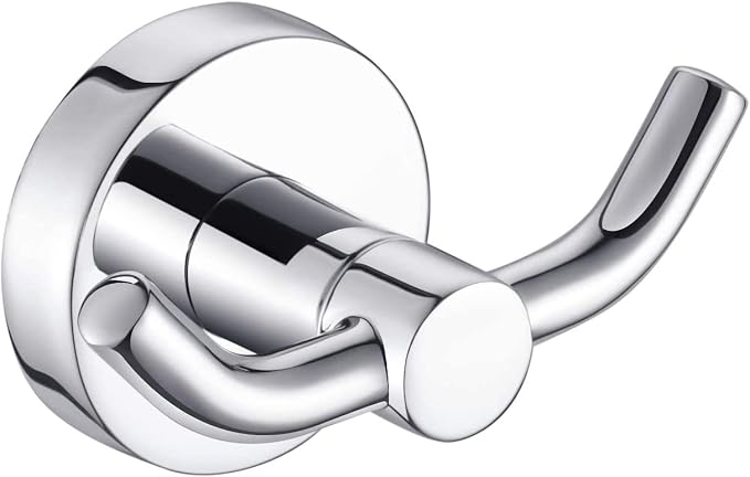 MARMOLUX ACC - Chrome Bathroom Hooks for Towels | Modern Double Towel Hook Design Ideal for use as Robe & Towel Hooks, Shower Wall Hooks or Kitchen Hooks | Towel Holder Double Hook Design.
