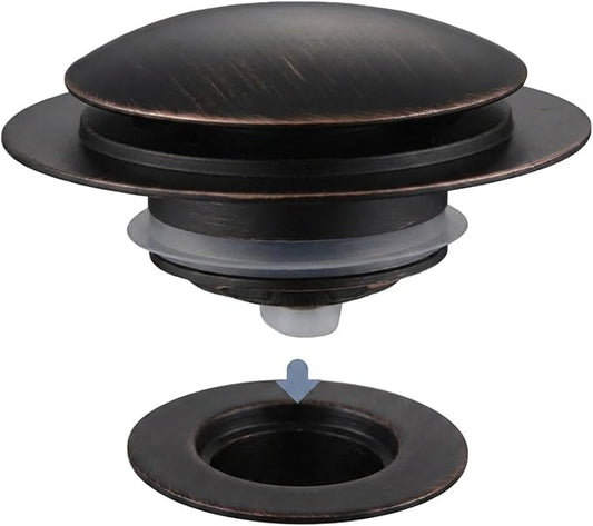Oil Rubbed Bronze Bathtub Drain Stopper, Hidrop Universal Toe Touch Pop Up Bath Drain, Tip Toe Tub Drain Stopper Conversion Kit, Replaces Lift and Turn, Tip-Toe and Trip Lever Drains, EZ Install (ORB)