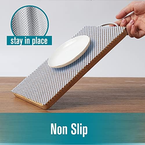Shelf and Drawer Liner, Non-Adhesive Non Slip and Grip Durable Clean Pad Full Size 17.7 Inches x 20 Feet for Drawers, Shelves, Cabinets, Storage, Kitchen, Desks, Kitchenware, Tableware, Light Gray