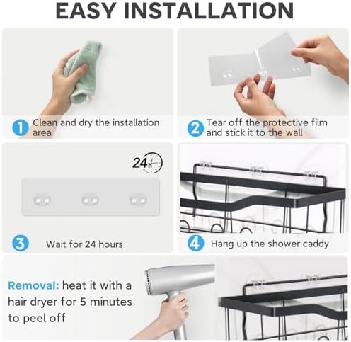 6 Pack Shower Caddy Adhesive Replacement, Bathroom Adhesive Hooks