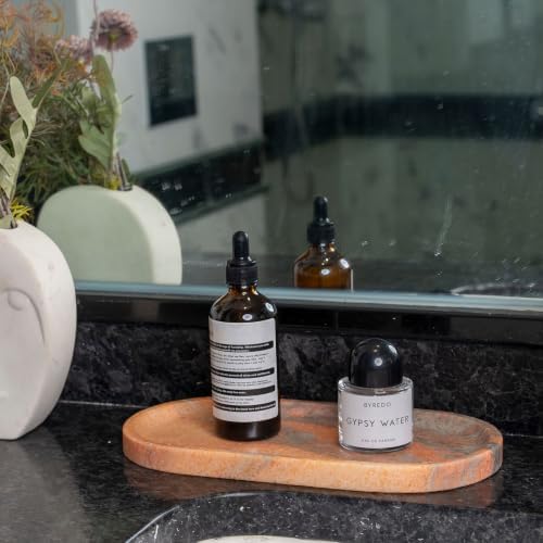 Koville Natural Marble Tray for Bathroom Countertop, Vanity Tray for Decor