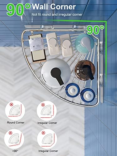 SMARTAKE 4-Pack Corner Shower Caddy, SUS304 Stainless Steel, Wall Mounted Bathroom Shelf with Adhesive, Storage Organizer for Toilet, Dorm and Kitchen (Silver)