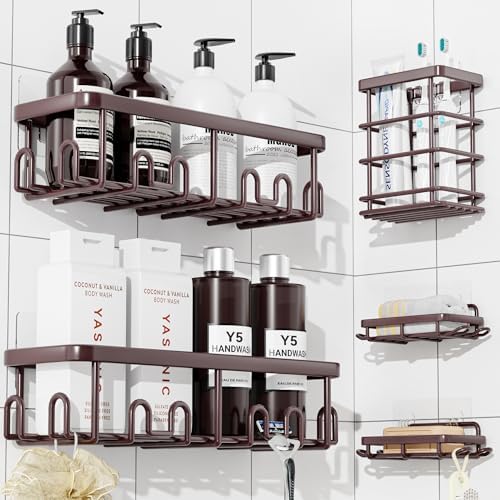 YASONIC Shower Caddy Adhesive, Rustproof Shower Organizer, Wall Shower Rack