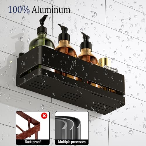 Shower Caddy,2-Pack Shower Shelf,no Drill Shower Organizer(Black)