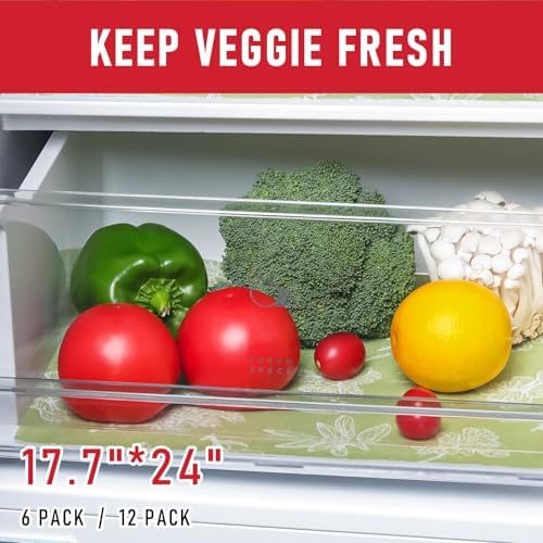 Cooyes Large Fridge Liners for Refrigerator, 17.7" × 24", Drawer & Shelf Liners for Kitchen Cabinets Non-Adhesive, Breathable Cloth Material, Non-Slip, Keep Produce Fresh Longer, Sage Green