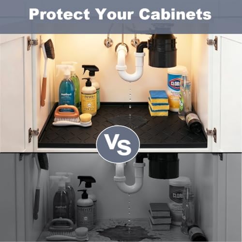 Extra Thick Under Sink Mat Waterproof with Raised Edge 19" x 28"