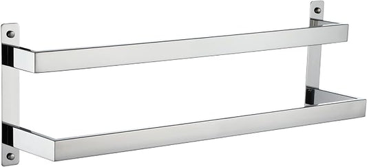 KOKOSIRI Towel Bars Bath Towel Holders 20-Inch Chrome Bathroom 2-Tiers Ladder Towel Rails Wall Mounted Towels Shelves Rack Polished Stainless Steel, B5008CH-L20