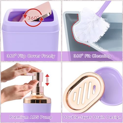 XLHOMO Bathroom Set, Purple Bathroom Set, 9PC Bathroom Accessory Set