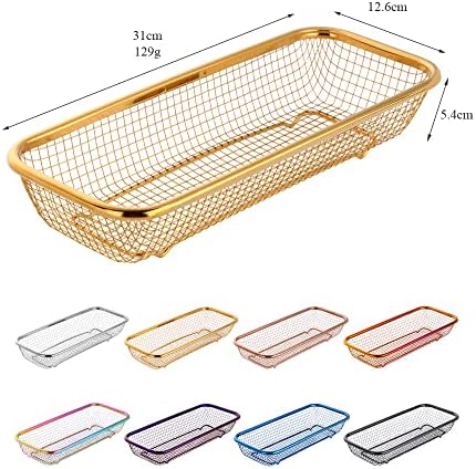 Kitchen Flatware Drawer Organizer, 2pcs Stackable Mesh Cabinet Storage Basket, Stainless Steel Kitchen Utensils Filter Drying Rack Holder for Knives, Fork, Spoon Chopsticks (Black)