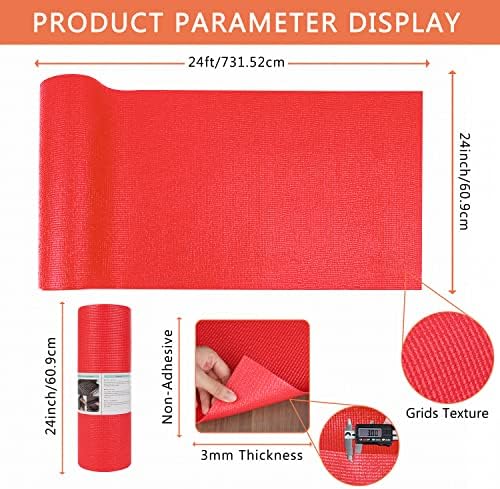 Foam Toolbox Liner Drawer Liner, Non-Slip Shelf Liners 24" W x 288" L Red