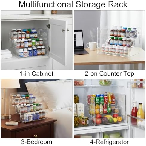 3-Tier Vitamin Storage Organizer, Organizer For Vitamin Bottles And Medicine Bottle, Vitamin Bottle Organizer For Countertop, Bathroom Cabinet Storage Items Are Clearly Visible