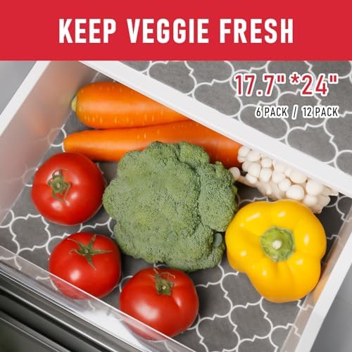 Cooyes 2 in 1 Refrigerator Liners & Fresh mats for Fridge Drawer and Glass Shelves, Absorbent Crisper Mats Washable, BPAfree Cloth Fridge Bin Liners-Keep Produce Fresh Longer