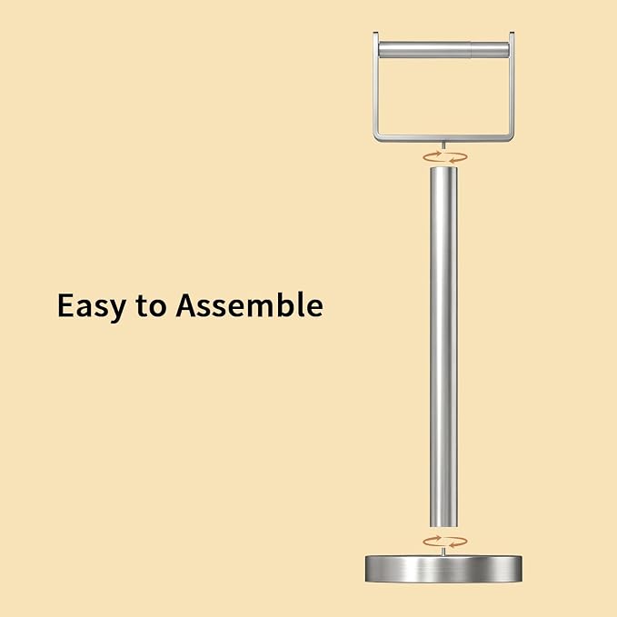 Heavy Duty Toilet Paper Holder Stand, Extra-Weighted Base No Tipping | Stainless Steel Toilet Paper Stand, Free Standing Floor Tissue Roll Holder for Bathroom, Brushed Nickel 200UP