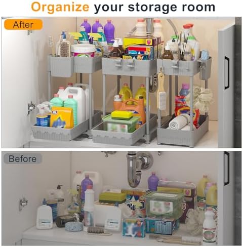 Sevenblue 3-Pack 2-Tier Under Sink Organizers with Sliding Drawers