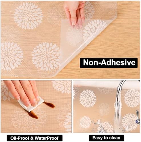 Cooyes Shelf Paper for Kitchen Cabinets Non Adhesive, Waterproof & Oil-Proof Kitchen Drawer Liner for Refrigerator Drawer Fridge Cupboard (23.6 Inch W x 354 Inch L)