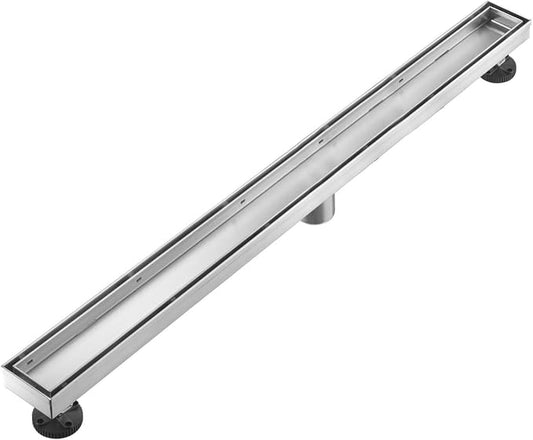AVSIILE Linear Shower Floor Drain, 42 Inch Brushed Nickel 304 Stainless Steel Bathroom Drains Kit, Rectangular Shower Trench Drain with Reversable Tile-in Pattern Drain Cover & Hair Catcher