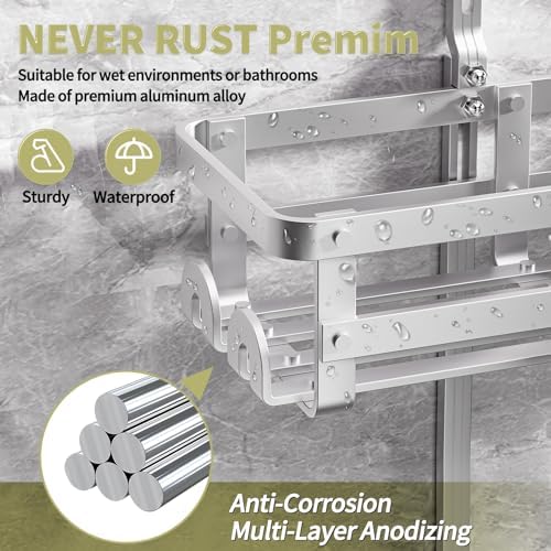 Aluminum Shower Caddy Hanging,Shower Caddy, Never Rust Shower Organizer