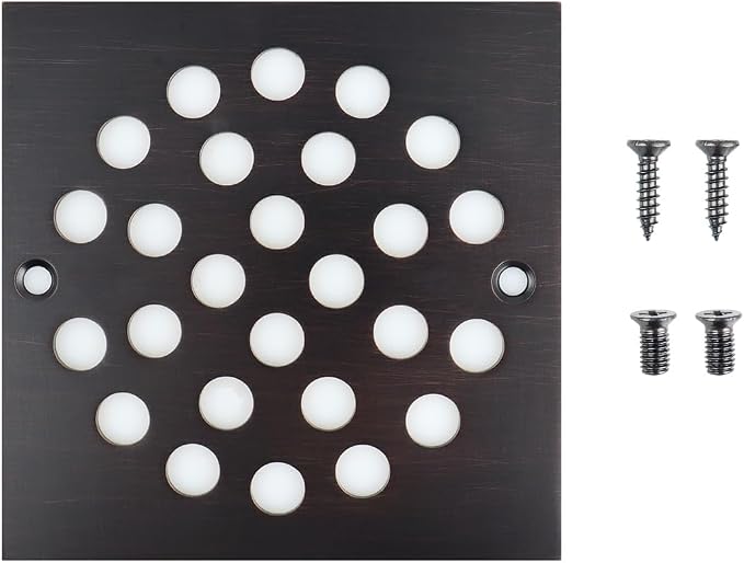 4 Inch Screw-in Square Floor Drain Cover Replacement Shower Grates with Screws,304 Stainless Steel (Oil Rubbed Bronze)