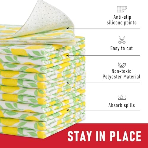 Cooyes 6 Pack Polyester Shelf Liners for Kitchen Cabinets, 17.7" × 36", Non-Slip Refrigerator Liners Machine Washable, Refrigerator Drawer Mats for Glass Shelves and Kitchen Cabinets