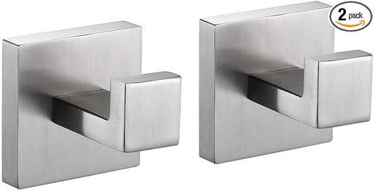Towel Hooks for Bathroom Bath Robe Hook,Towel Holder Hanger with Screw,Coat Hooks Wall Mount,Heavy Duty for Hanging Bag Hat,Brush Nickel 2 Pack