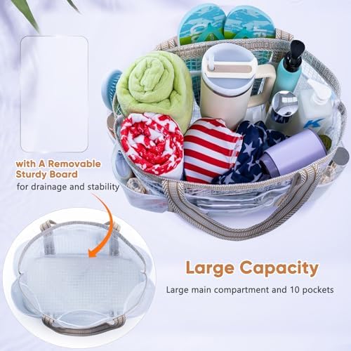 Large Mesh Shower Caddy – Portable ShowerTote with Waterproof Phone Pouch – Quick Dry Shower Bag with Separate Dry & Wet Zones for College Dorm, Gym, Beach Tote, Camping, Travel Essentials