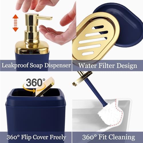 XLHOMO Blue Bathroom Set, 9PC Bathroom Set, Bathroom Accessory Set