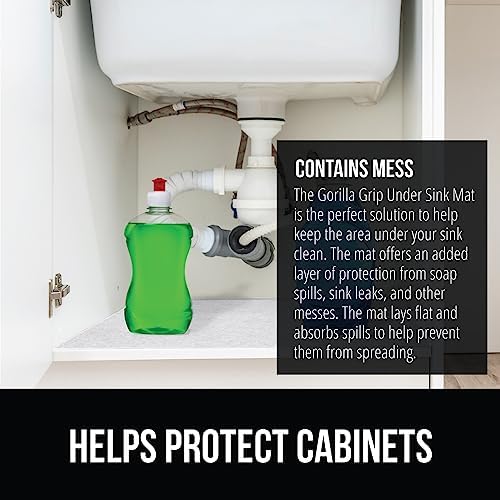 GORILLA GRIP LeakGuard Under Sink Mat for Kitchen Cabinet, 24x40 White