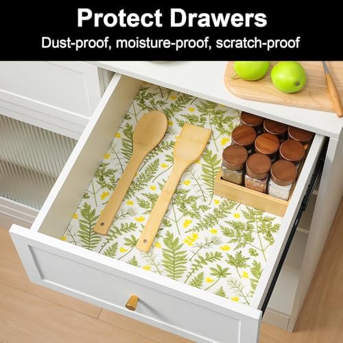 Cooyes Shelf Liner Drawer Liners, Shelf Liners for Kitchen Cabinets, Non-Adhesive Cabinet Liner, EVA Waterproof Non-Slip Refrigerator Liners for Kitchen Drawers（23.6" W x 118" L）
