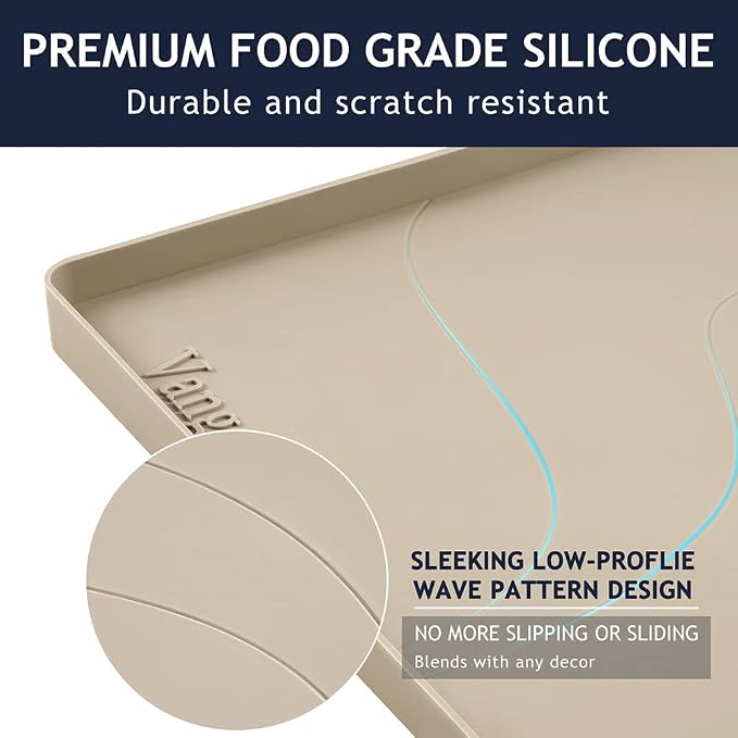 Heavy Duty Silicone Under Sink Mats for Kitchen Waterproof 37" x 22", Extra Thick Under Sink Rubber Mat Drip Tray, Raised Edge Under Sink Liner,Prevent Drips, Leaks, Spills,Beige