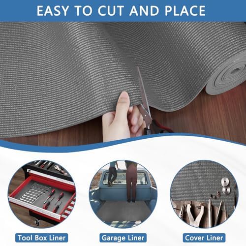 Foam Toolbox Liner Drawer Liner, Non-Slip Shelf Liners 20" W x 288" L Gray