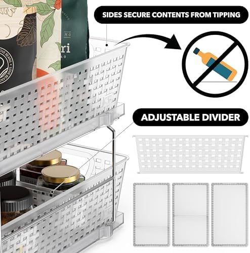 Simple Houseware 2 Tier Pull-Out Sliding Drawer Under Sink Storage, Clear